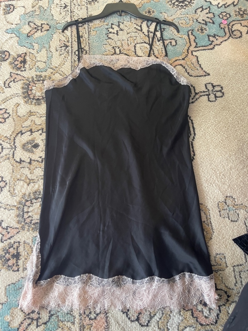 Victoria's Secret Black Slip with Pale Pink Lace